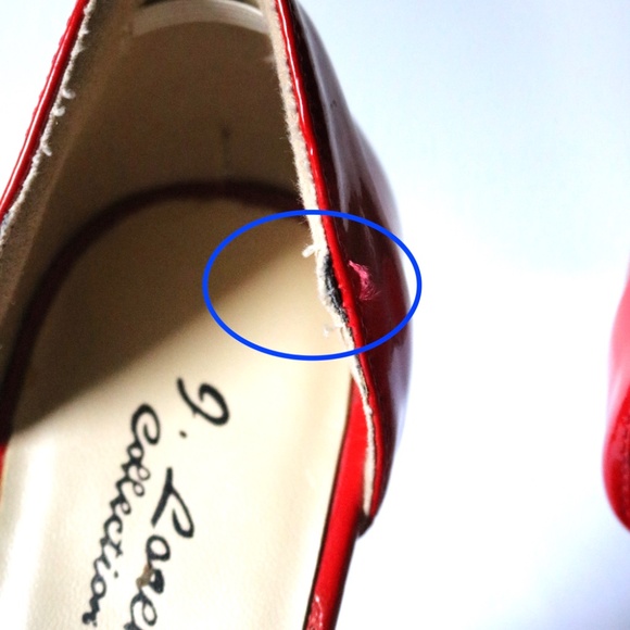 J. Loren Collection Red Patent Leather Peep Toe 4" Heels Women's 8 Retro Unique - Picture 14 of 14